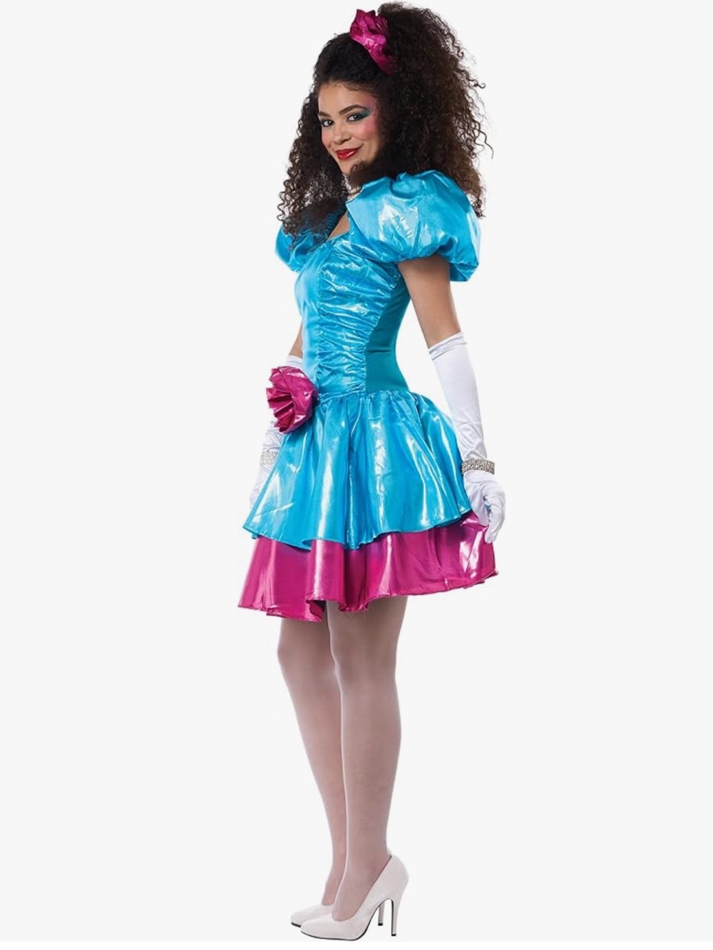 NWOT Metallic 1980s Inspired Puff-Sleeve Prom Homecoming Dress